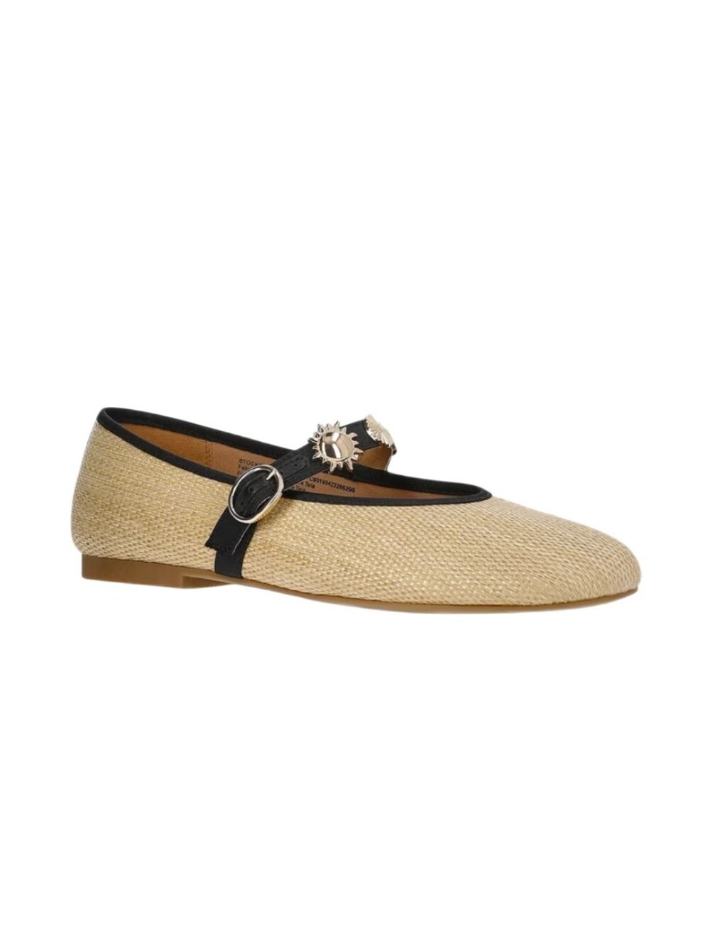Faux Raffia Mary Jane Flat with Black Trim Sz 10 Nwt